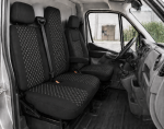 Комплект 2+1 Тапицерия за RENAULT MASTER III 2010-2019 – Текстил, Черна с бял шев, 6 части