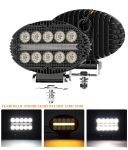 Универсален LED халоген с бяла светлина и оранжев DRL - 10 диода, 2000 lm, 12V-24V, IP67, 5 режима на работа, стробоскопичен режим и динамичен мигач