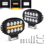 Универсален LED халоген с бяла светлина и оранжев DRL - 10 диода, 2000 lm, 12V-24V, IP67, 5 режима на работа, стробоскопичен режим и динамичен мигач