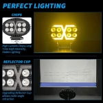 Универсален LED халоген с бяла светлина и оранжева DRL - 8 диода, 4000 lm, 12V–24V, IP67, 5 режима на работа, стробоскопичен режим и динамичен мигач