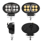 Универсален LED халоген с бяла светлина и оранжева DRL - 8 диода, 4000 lm, 12V–24V, IP67, 5 режима на работа, стробоскопичен режим и динамичен мигач