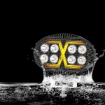 Универсален LED халоген с бяла светлина и оранжева DRL - 8 диода, 4000 lm, 12V–24V, IP67, 5 режима на работа, стробоскопичен режим и динамичен мигач