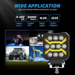 Универсален LED халоген халоген с бяла светлина и оранжева DRL - 10 диода, 1700 lm, 17 W, 12V-24V, IP68, 7 режима на работа, стробоскопичен режим и динамичен мигач