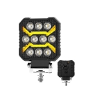 Универсален LED халоген халоген с бяла светлина и оранжева DRL - 10 диода, 1700 lm, 17 W, 12V-24V, IP68, 7 режима на работа, стробоскопичен режим и динамичен мигач