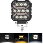 Универсален LED халоген халоген с бяла светлина и оранжева DRL - 10 диода, 1700 lm, 17 W, 12V-24V, IP68, 7 режима на работа, стробоскопичен режим и динамичен мигач