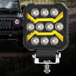 Универсален LED халоген халоген с бяла светлина и оранжева DRL - 10 диода, 1700 lm, 17 W, 12V-24V, IP68, 7 режима на работа, стробоскопичен режим и динамичен мигач