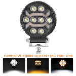 Универсален LED халоген с бяла светлина и оранжева DRL - 8 диода, 12V-24V, IP68, 7 режима на работа, стробоскопичен режим и динамичен мигач