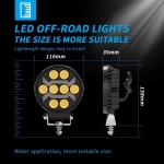 Универсален LED халоген с бяла светлина и оранжева DRL - 8 диода, 12V-24V, IP68, 7 режима на работа, стробоскопичен режим и динамичен мигач