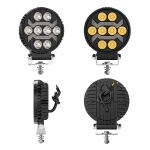 Универсален LED халоген с бяла светлина и оранжева DRL - 8 диода, 12V-24V, IP68, 7 режима на работа, стробоскопичен режим и динамичен мигач