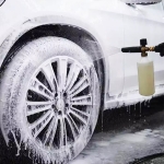Професионална пянообразуваща дюза 1 л за водоструйка, Foam Cannon, Quick Connect 1/4" - регулиране на струята и концентрацията на пяната, 5 дюзи в комплекта