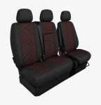 Комплект 2+1 Тапицерия за MERCEDES SPRINTER W906 2006-2018 – Текстил, Черна с червен шев, 8 части