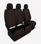Комплект 2+1 Тапицерия за MERCEDES SPRINTER W906 2006-2018 – Текстил, Черна с червен шев, 8 части