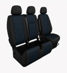 Комплект 2+1 Тапицерия за MERCEDES SPRINTER W906 2006-2018 – Текстил, Черна със син шев, 8 части