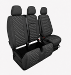 Комплект 2+1 Тапицерия за MERCEDES SPRINTER W906 2006-2018 – Текстил, Черна с бял шев, 8 части