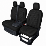 Комплект 2+1 Тапицерия за FORD TRANSIT CUSTOM 2009+ – Еко кожа, Черна с черен шев, 8 части