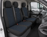 Комплект 2+1 Тапицерия за FORD TRANSIT CUSTOM 2009+ – Текстил, Черна със син шев, 8 части