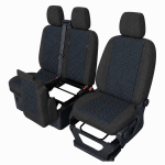 Комплект 2+1 Тапицерия за FORD TRANSIT CUSTOM 2009+ – Текстил, Черна със син шев, 8 части