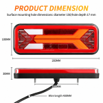 LED стоп с динамичен мигач, габарит, стоп, задна светлина и светлина за мъгла, E-Mark E9, IP66, 12-36V, 283 x 100 x 30 mm