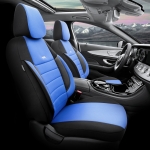 Комплект Тапицерия SelectedFit Pro Design by OTOM текстил с кожа  – Черно-Синя, за Предни и Задни Седалки