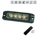 LED Габарит с оранжева блиц светлина и 9 блиц режима, 4 LED, 15.1W, E-Mark E9, ECE R65 / R10, IP67, 12–24V