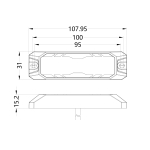 LED Габарит с оранжева блиц светлина и 9 блиц режима, 4 LED, 15.1W, E-Mark E9, ECE R65 / R10, IP67, 12–24V