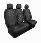 Комплект 2+1 Тапицерия за MERCEDES SPRINTER W906 2006-2018 – Еко кожа, Черна с бял шев, 8 части