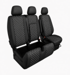 Комплект 2+1 Тапицерия за MERCEDES SPRINTER W906 2006-2018 – Еко кожа, Черна с бял шев, 8 части