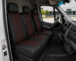Комплект 2+1 Тапицерия за MERCEDES SPRINTER W906 2006-2018 – Еко кожа, Черна с червен шев, 8 части