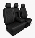 Комплект 2+1 Тапицерия за MERCEDES SPRINTER W906 2006-2018 – Еко кожа, Черна с черен шев, 8 части