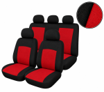 Текстилна тапицерия за Dacia Logan I 2004–2012 и Dacia Logan II 2012+, 9 части, черно-червена