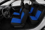 Текстилна тапицерия за Dacia Logan I 2004–2012 и Dacia Logan II 2012+, 9 части, черно-синя