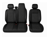 Комплект 2+1 Тапицерия за RENAULT MASTER III 2010-2019 – Еко кожа, Черна с бял шев, 6 части
