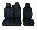 Комплект 2+1 Тапицерия за RENAULT MASTER III 2010-2019 – Еко кожа, Черна със син шев, 6 части