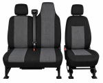 2+1 Текстилна тапицерия за предни седалки за Renault Master 2009–2016 г., черно-сива, 6 части