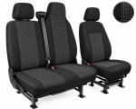 2+1 Текстилна тапицерия за предни седалки за Renault Master 2009–2016 г., черна, 6 части