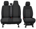 2+1 Текстилна тапицерия за предни седалки за Renault Master 2009–2016 г., черна, 6 части
