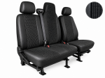 2+1 Тапицерия за предни седалки за Renault Master, текстил и еко кожа, черна, 6 части
