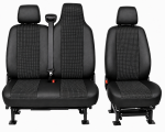 2+1 Тапицерия за предни седалки за Renault Master, текстил и еко кожа, черна, 6 части