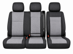 2+1 Текстилна тапицерия за предни седалки за Peugeot Expert 2016+, черно-сива, 7 части