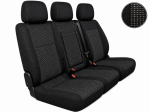 2+1 Текстилна тапицерия за предни седалки за Peugeot Expert 2016+, с отвор за барчето на двойната седалка, черна, 7 части