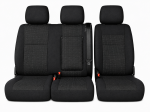 2+1 Текстилна тапицерия за предни седалки за Peugeot Expert 2016+, с отвор за барчето на двойната седалка, черна, 7 части