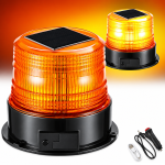 LED соларна аварийна лампа - буркан и маяк, оранжева, 18 LED, 4 режима, 12V, акумулаторна батерия, магнитен монтаж