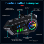 Комплект 2 бр. Интеркоми за каска Bluetooth 6.0, сдвояване помежду им, CVC + DSP шумопотискане, LED дисплей, IPX6, батерия 1000 mAh