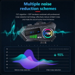 Комплект 2 бр. Интеркоми за каска Bluetooth 6.0, сдвояване помежду им, CVC + DSP шумопотискане, LED дисплей, IPX6, батерия 1000 mAh