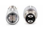 Комплект 2 автомобилни LED крушки BA15D за габарит и стоп, 20 SMD, 12-24V, Червена светлина, 2 степени, с лупа