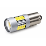 Комплект 2 автомобилни LED крушки BAX9S за дневни светлини DRL, 17 SMD, 12V, 2W, Бяла светлина, с лупа