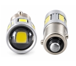 Комплект 2 автомобилни LED крушки BAX9S за дневни светлини DRL, 17 SMD, 12V, 2W, Бяла светлина, с лупа
