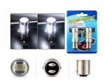 Комплект 2 автомобилни LED крушки BA15D, 21 SMD, 12-24V, 1W/4W, Бяла светлина, 2 степени, с лупа, Блистер