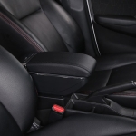 Подлакътник за Dacia Duster 2010-2017, 2 отделения, плъзгащ се напред-назад, с поставка за чаша и пепелник, Еко кожа, Черен с хром