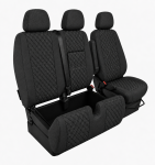 2+1 Текстилна тапицерия за предни седалки за Mercedes Sprinter W906 2006-2018, Черна с черен шев, 8 части